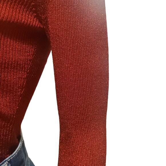 Victoria's Secret Size S Red Metallic Bodysuit Snaps Deep V Neck Club Party - Picture 4 of 11